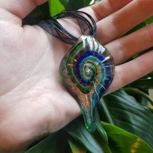Peacock 🦚 Glass necklace